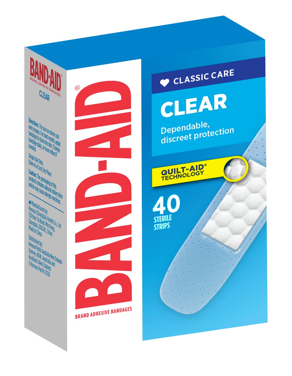 Band-Aid Quilt Aid Clear Adhesive Bandage Sterile Strips (40 pack)
