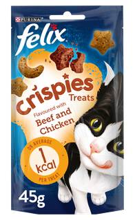 Felix Crispies Adult Cat Treats With Beef & Chicken 45G