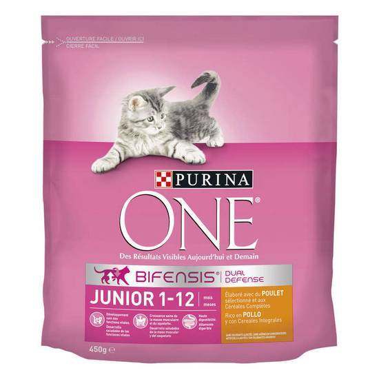 Purina One Bifensis - Junior - Croquettes pour chaton - 1 à 12 mois - Poulet et céréales complètes 450g