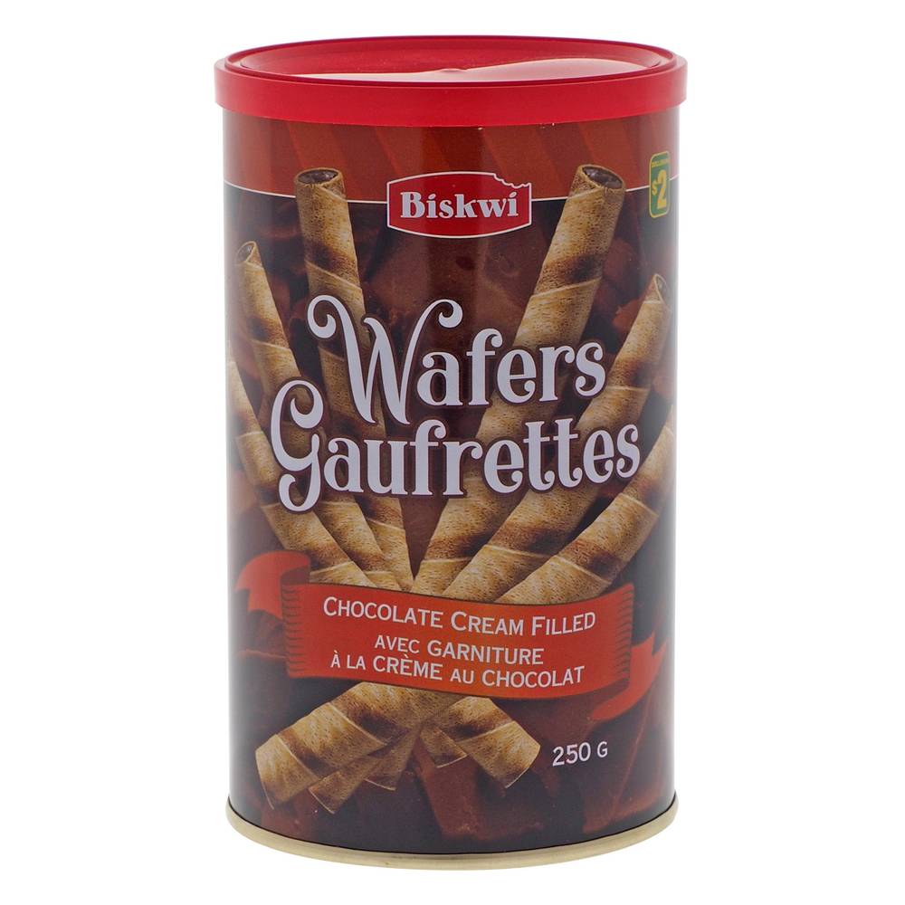 Biskwi Wafers Gaufrettes Chocolate Creame Roll Wafer (250 g)