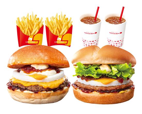 お得！デリバリー半熟月見バーガー２人前セット Delivery Limited Campaign Burger Set for Two