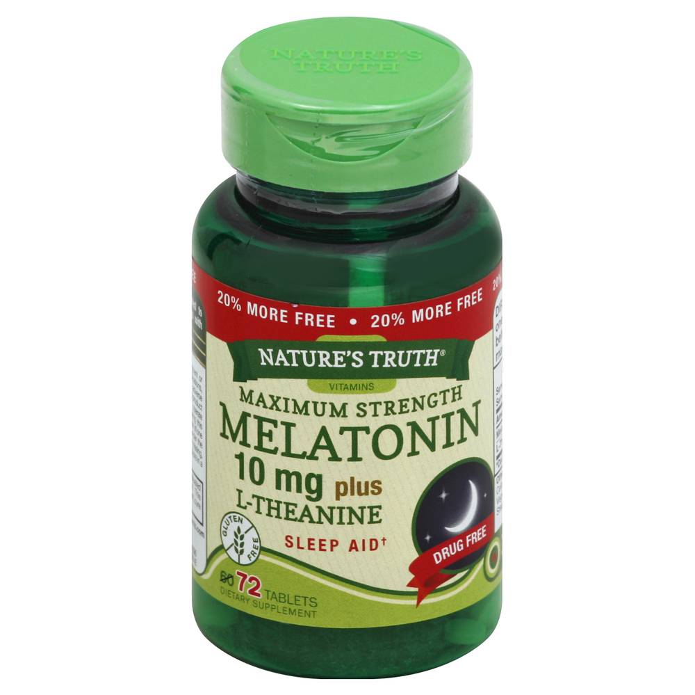 Nature's Truth Maximum Strength Melatonin 10 mg + L-Theanine (72 tablets)