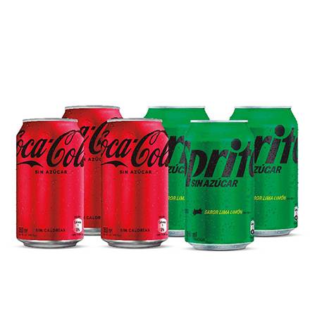 6 Bebidas Coca Cola lata 350cc variedades x $4.990