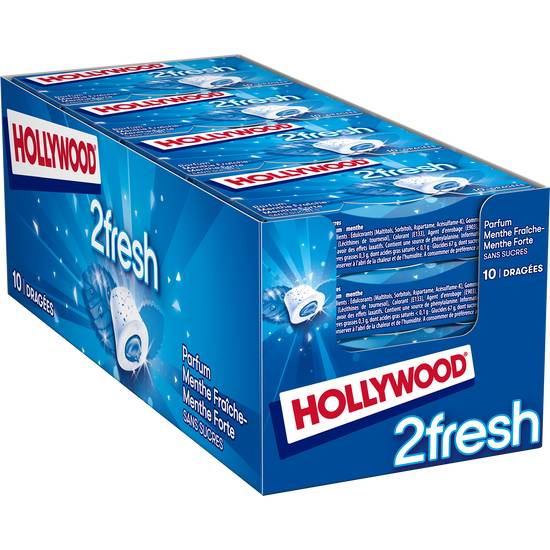 Hollywood - 2Fresh menthe fraîche forte sucres 10d (15 boites)