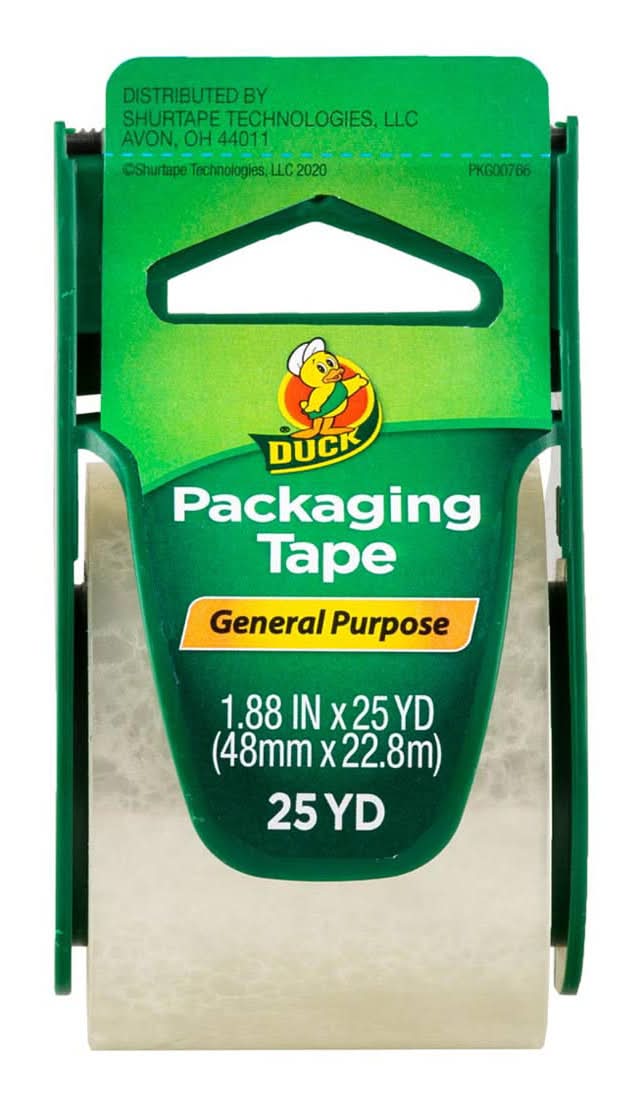 Duck General Purpose Packaging Tape With Dispenser 1.88 In X 25 Yd