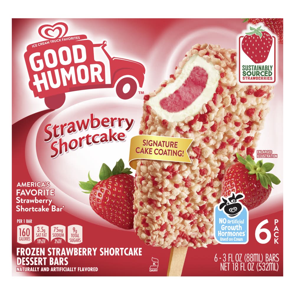 Good Humor Shortcake Dessert Bars, Strawberry (6 x 3 fl oz)