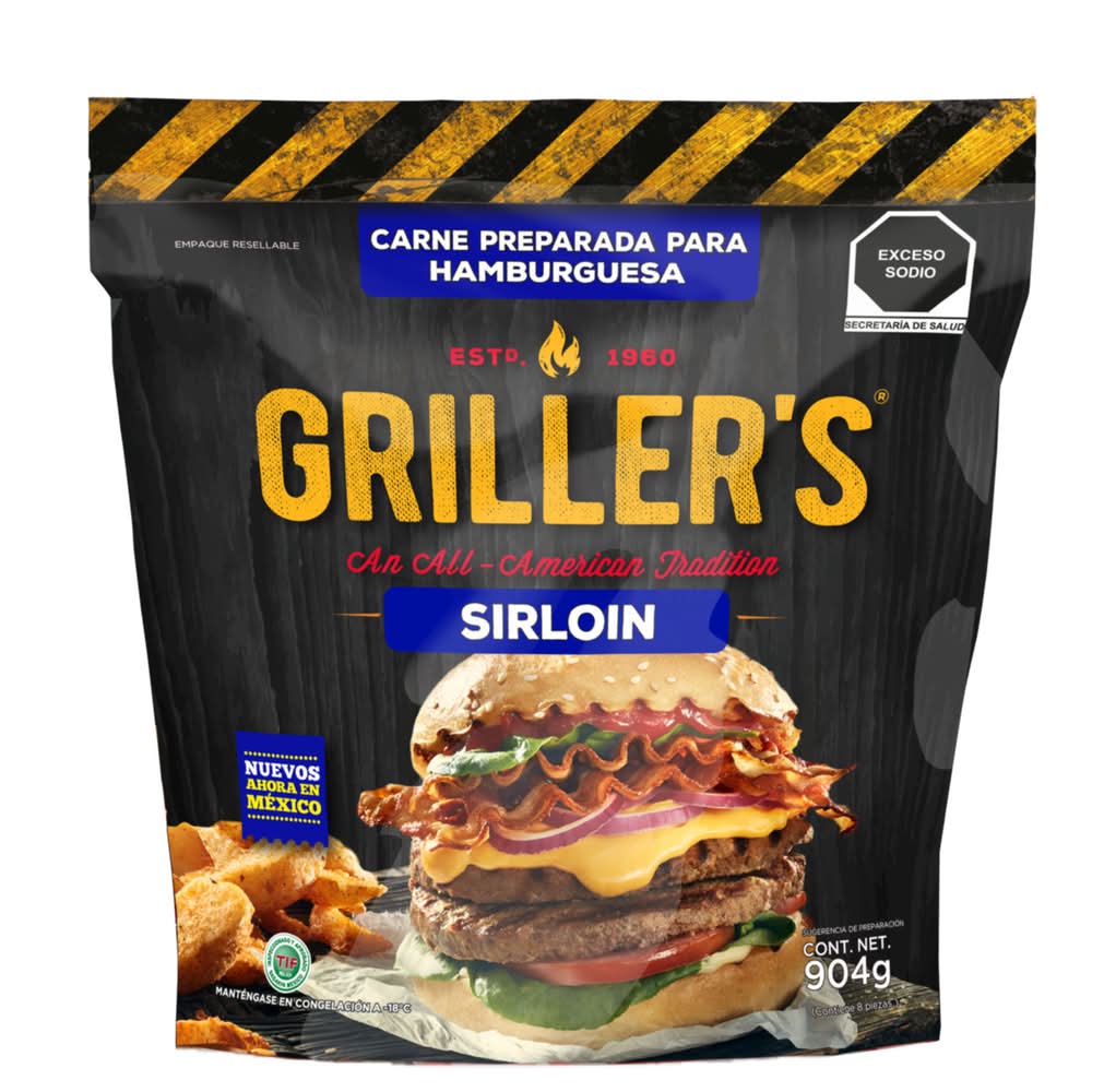 Griller's · Carne de res congelada tipo sirloin para hamburguesas (904 g)