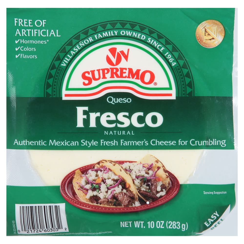 Supremo Queso Fresco Authentic Mexican Style Fresh Farmer's Crumbling Cheese (10 oz)