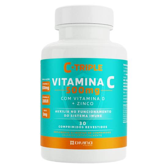 Divina c-triple vitamina c 500mg com vitamina d + zinco (30 comprimidos)