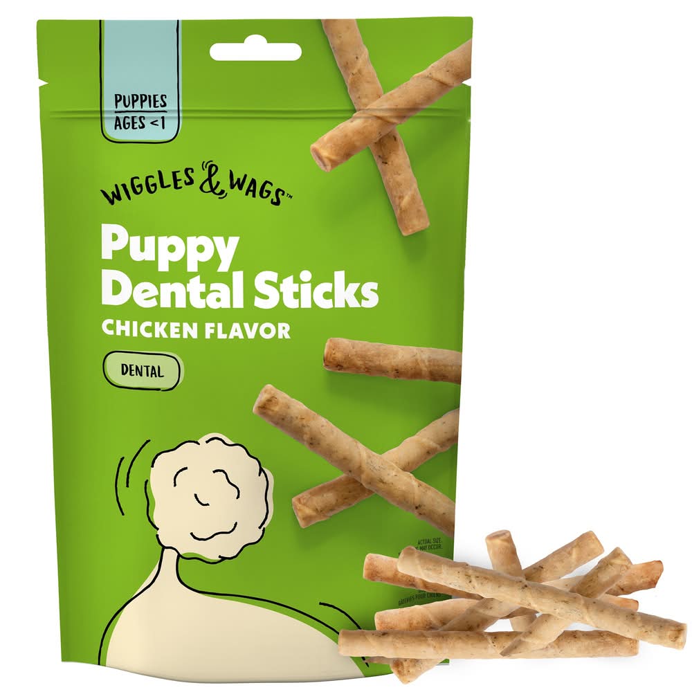 Wiggles & Wags Puppy Dental Sticks Dog Treats 10 Count 5.1 OZ (Size: 10 Count)