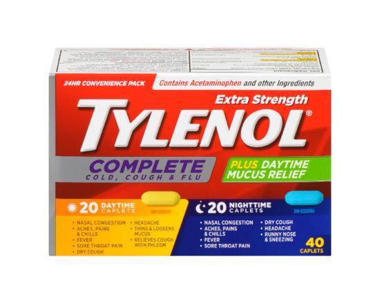 TYLENOL XTR STR COMP COLD COUGH&FLU DAY&NT 40