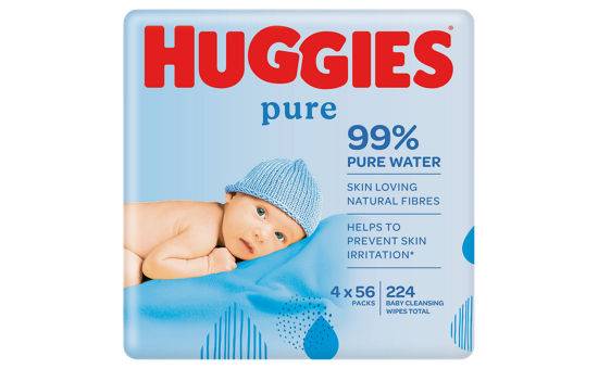 Huggies® Pure Baby Wipes - 4 Packs (4 x 56 Wipes)