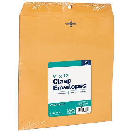 Wexford Clasp Envelopes, 24 Lb. Brown Kraft - 9 in X 12 in (8 ct)
