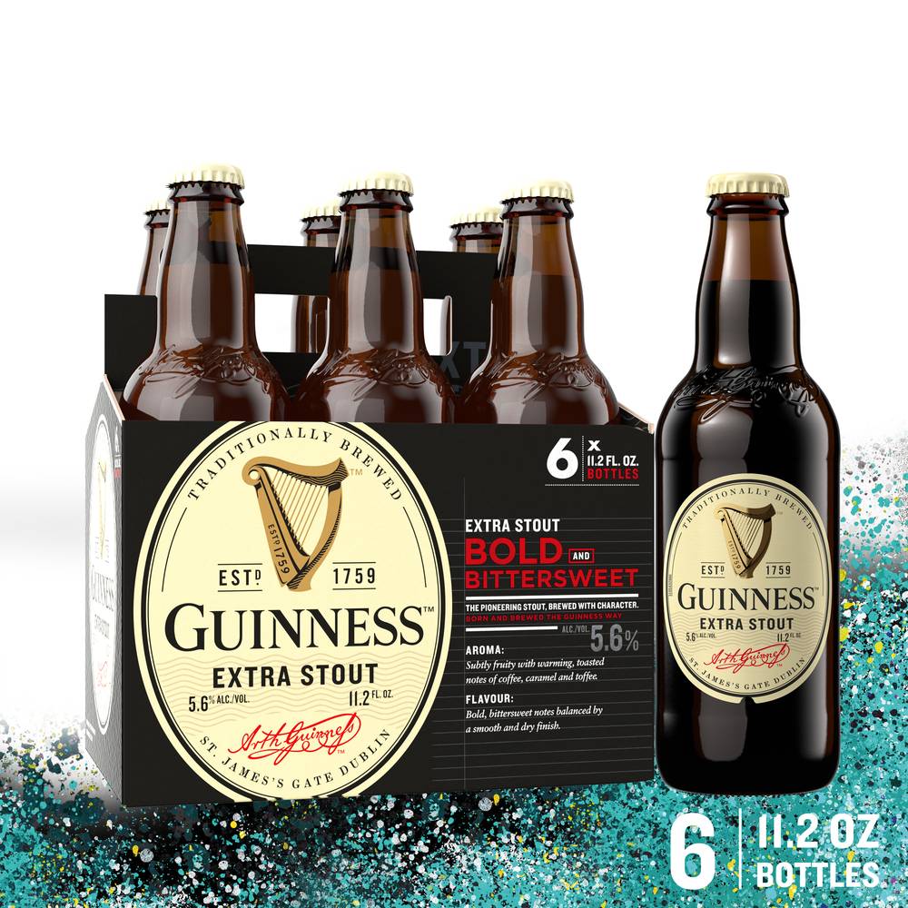 Guinness Extra Stout Bitterssweet Beer (6 pack, 11.2 fl oz)