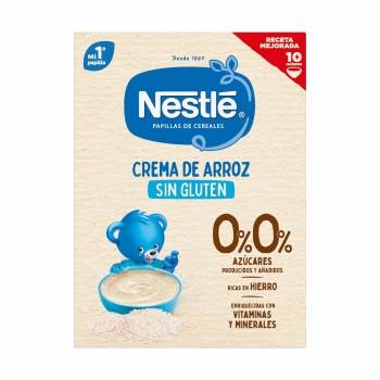 Papilla infantil mi 1º papilla crema de arroz Nestlé sin gluten y sin azúcar añadido 180 g.