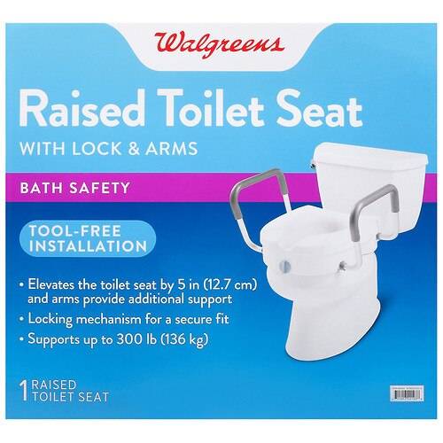 Walgreens Raised Locking Toilet Seat with Arms - 1.0 ea