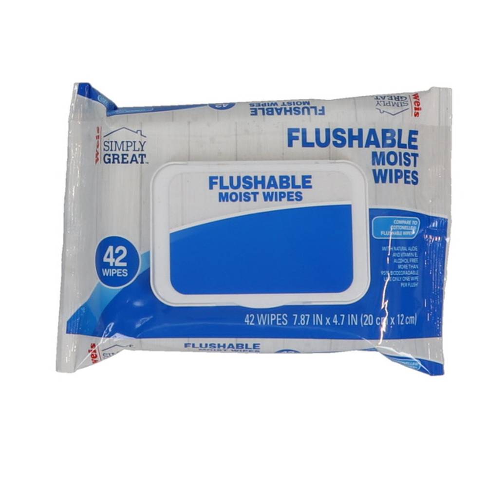 Simply Great Moist Wipes Flushable, 20 x 12 cm (42 ct)