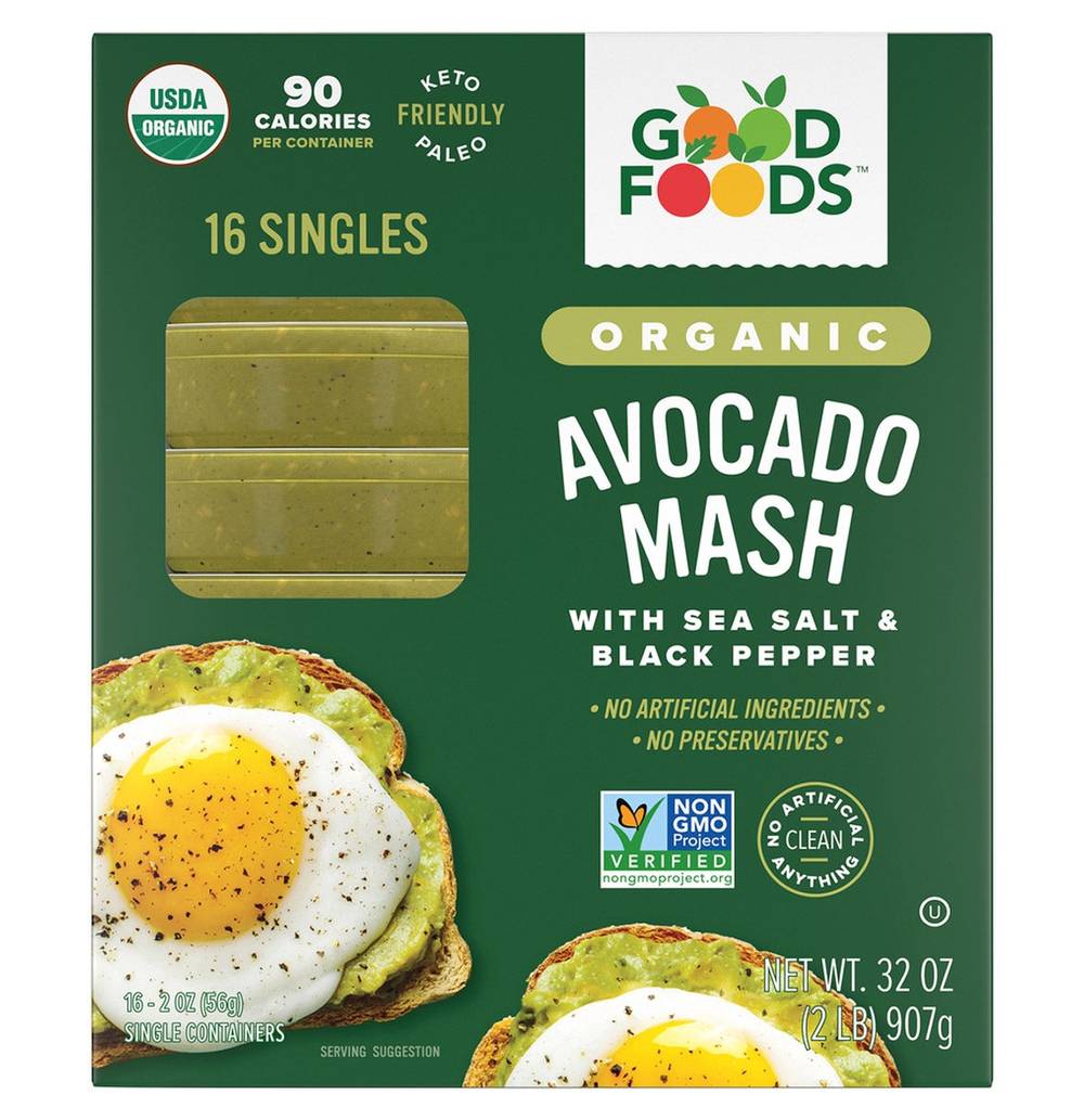 Good Foods Avocado Mash Sea Salt & Black Pepper (32 oz, 16 ct)