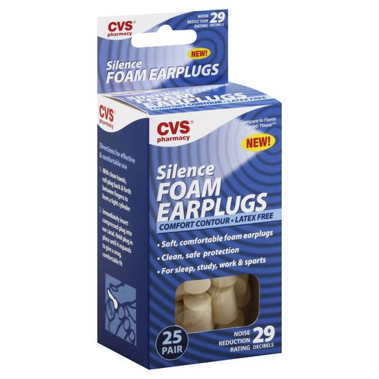 Cvs Pharmacy Slilence Foam Comfort Contour Latex Free Earplugs (25ct)