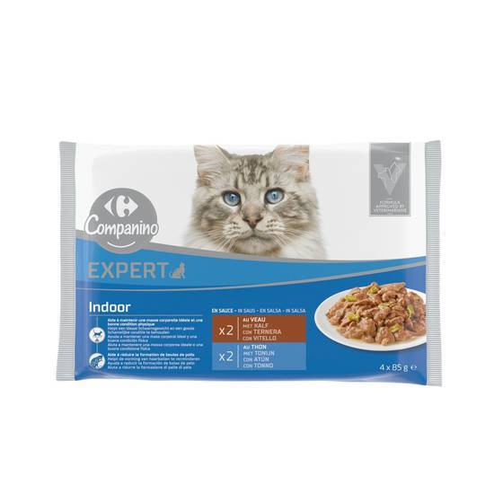 Carrefour Companino - Pâtée d'intérieur en sauce pour chat (veau - thon)