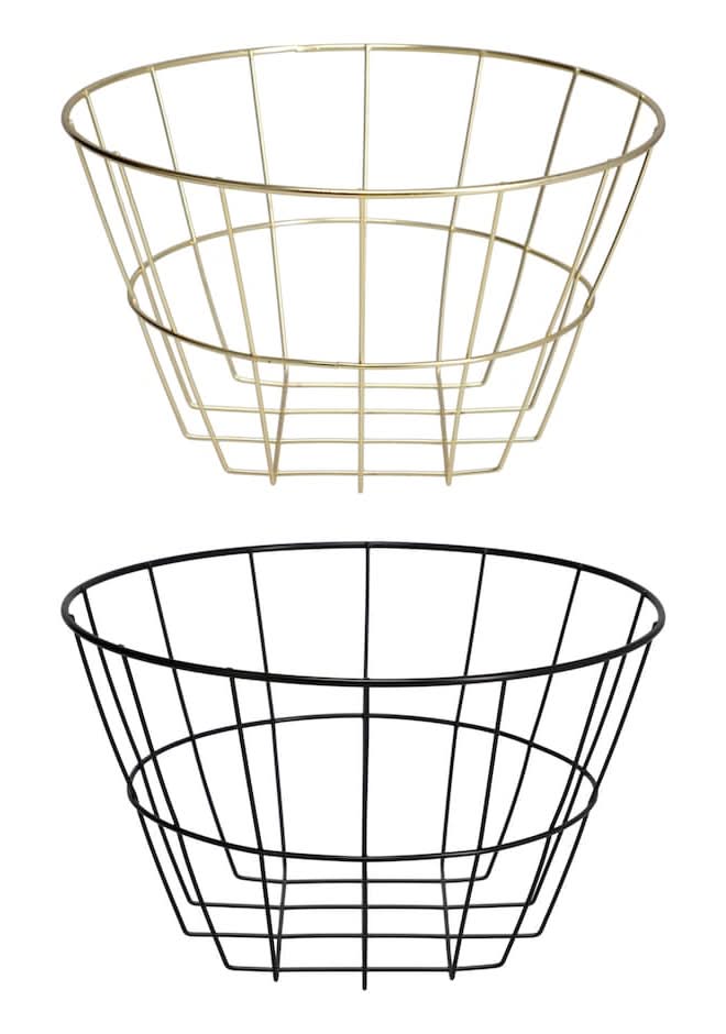 Essentials Round Wire Baskets, 7.87x4.75 in, Gold-Black (2 pack)