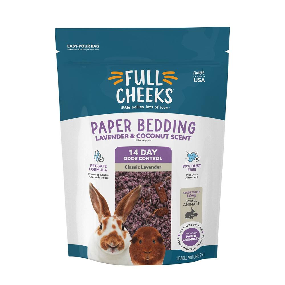 Full Cheeks Small Animals Odor Control Paper Bedding, Lavender & Coconut (27 L)