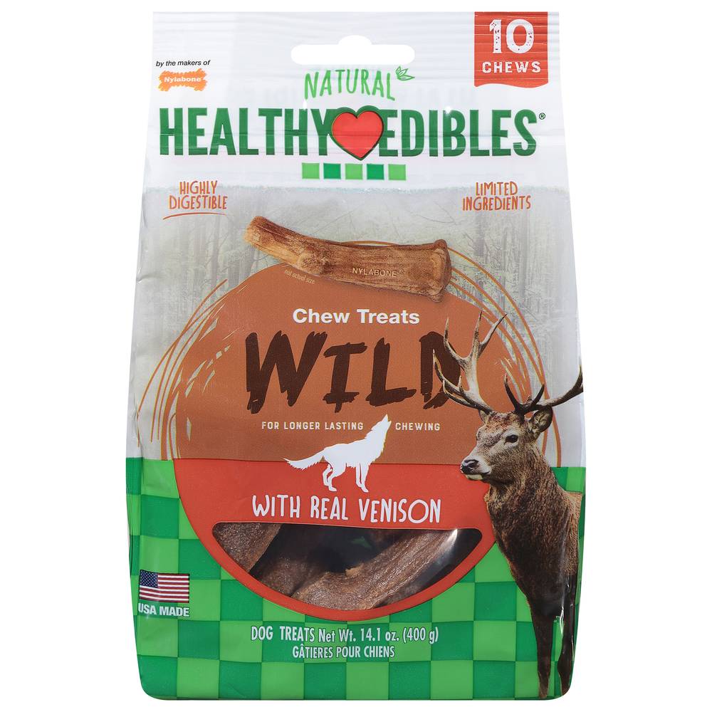 Healthy Edibles Nylabone Edible Antler Real Venison Dog Treats, 2 Count