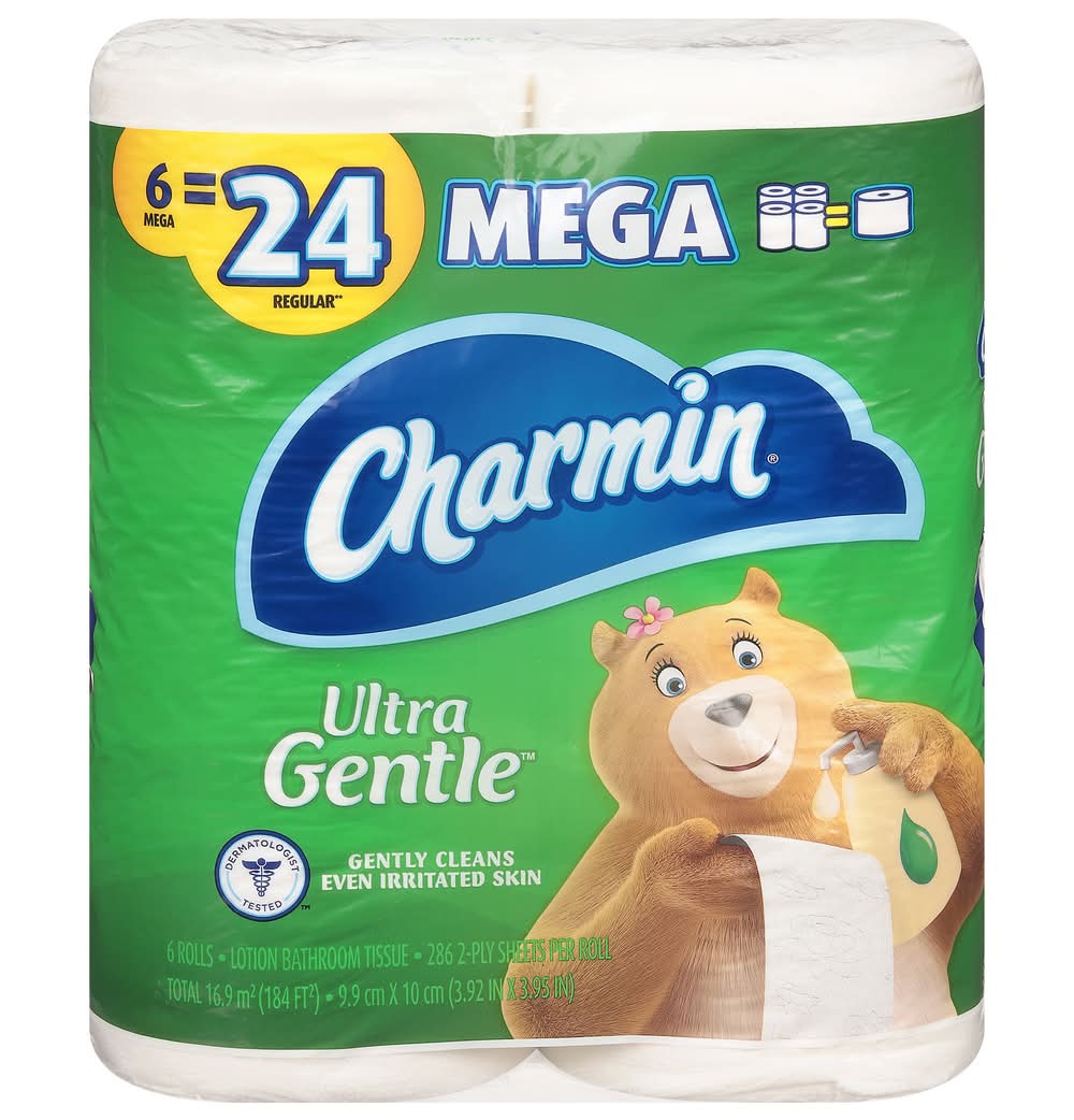 Charmin Ultra Gentle Lotion Bathroom 2-ply Sheet Tissue Rolls, 9.9x10 cm (6 ct)