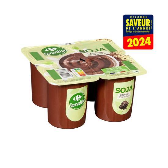 Carrefour Sensation - Dessert végétal au soja (4 pièces) (chocolat)