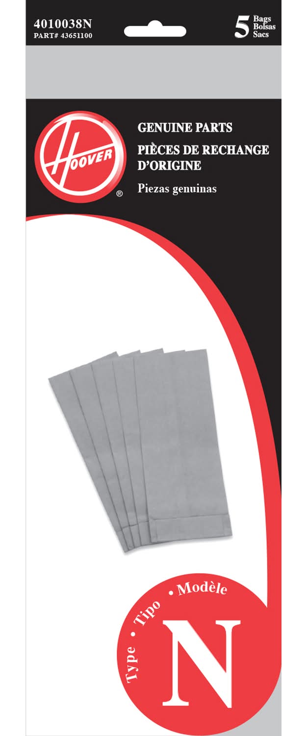 Hoover Vacuum Bag For Hoover Portapower Cleaners 5 Pk Type N