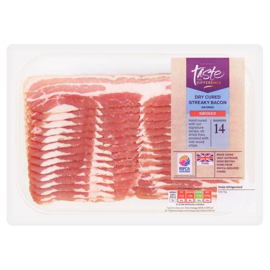 Sainsbury's Smoked Streaky British Bacon,  Taste the Difference x14 220g