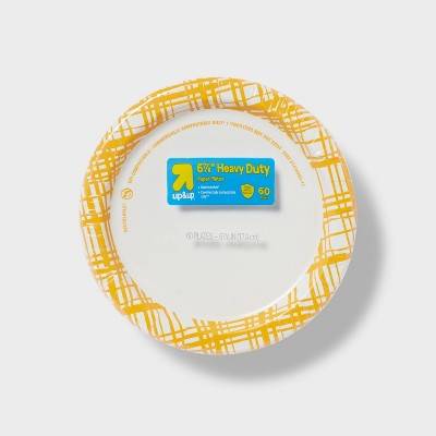 Disposable Paper Plates 7" - Yellow Plaid - 60ct - up & up™