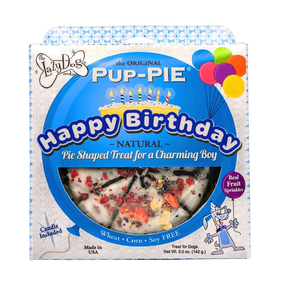 The Lazy Dog Cookie Co. Happy Birthday Pup-Pie For a Charming Boy Candle Included (5 oz)