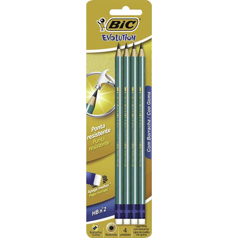 Bic lápis preto hb nº2 evolution com borracha (4 un)