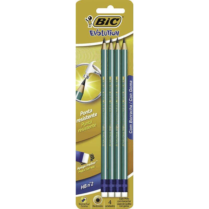 BiC lápis preto hb nº2 evolution com borracha (4 un)