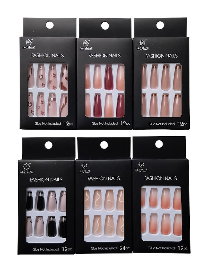 Ladybird Fashion Nails, 12-pc Pack.