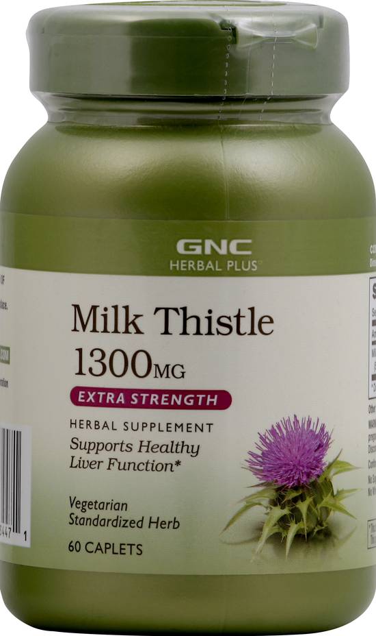 Gnc Herbal Plus Extra Strength Milk Thistle 1300 mg Caplets (60 ct)