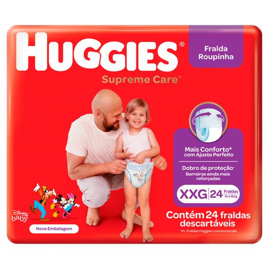 Huggies fralda descartável infantil supreme care roupinha xxg (24 fraldas)