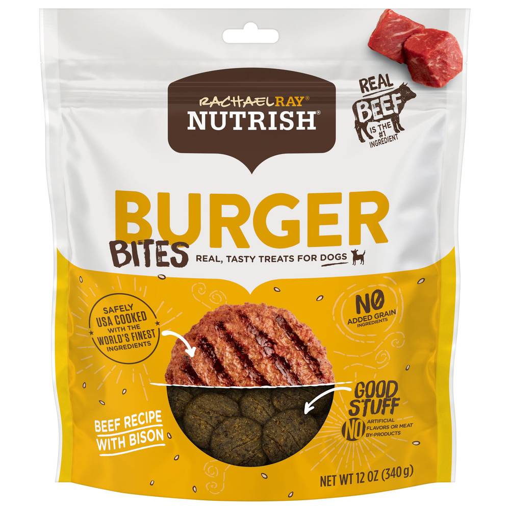Nutrish Burger Bites Grain Free Dog Treats, Beef Burger With Bison Recipe (12 oz)