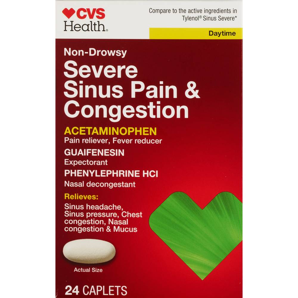 Cvs Health Non Drowsy Severe Sinus Pain & Congestion Relief (24 ct)