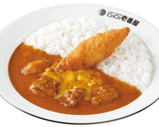 バターチキンカレー＋フィッシュフライ＋ハーフチーズ Butter chicken curry with fried fish and cheese (half)