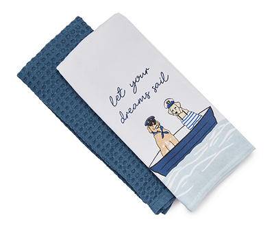 Coastal Dreams Sail Kitchen Towel Set, White-Blue (2 ct)