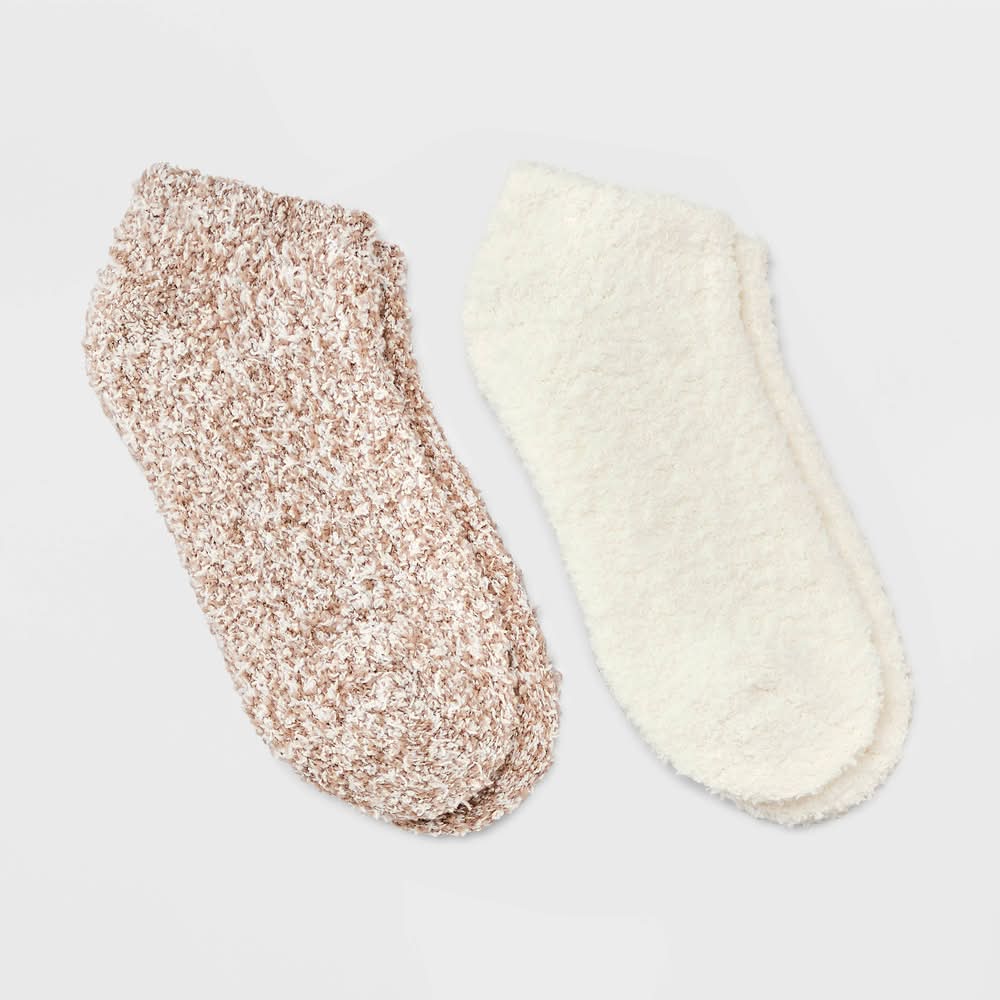 Women's Marled 2pk Cozy Low Cut Socks - Auden™ Taupe/Ivory 4-10: Recycled Polyester, Spandex, Knit, Machine Washable