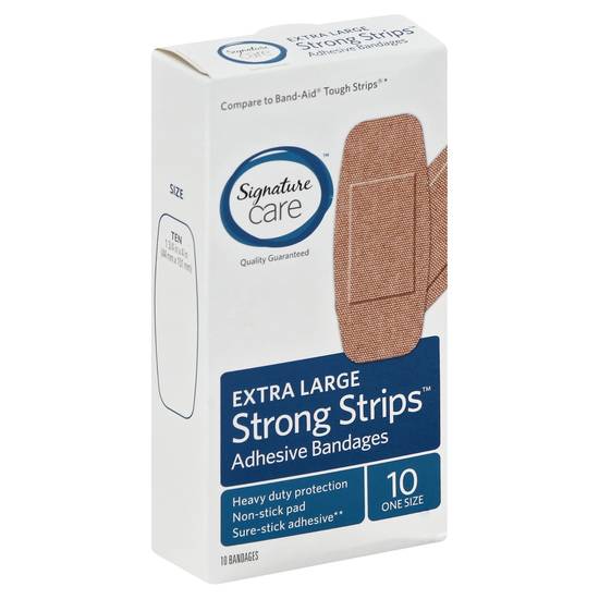 Signature Care Extra Large Adhesive Bandages Strong Strips (10 ct)