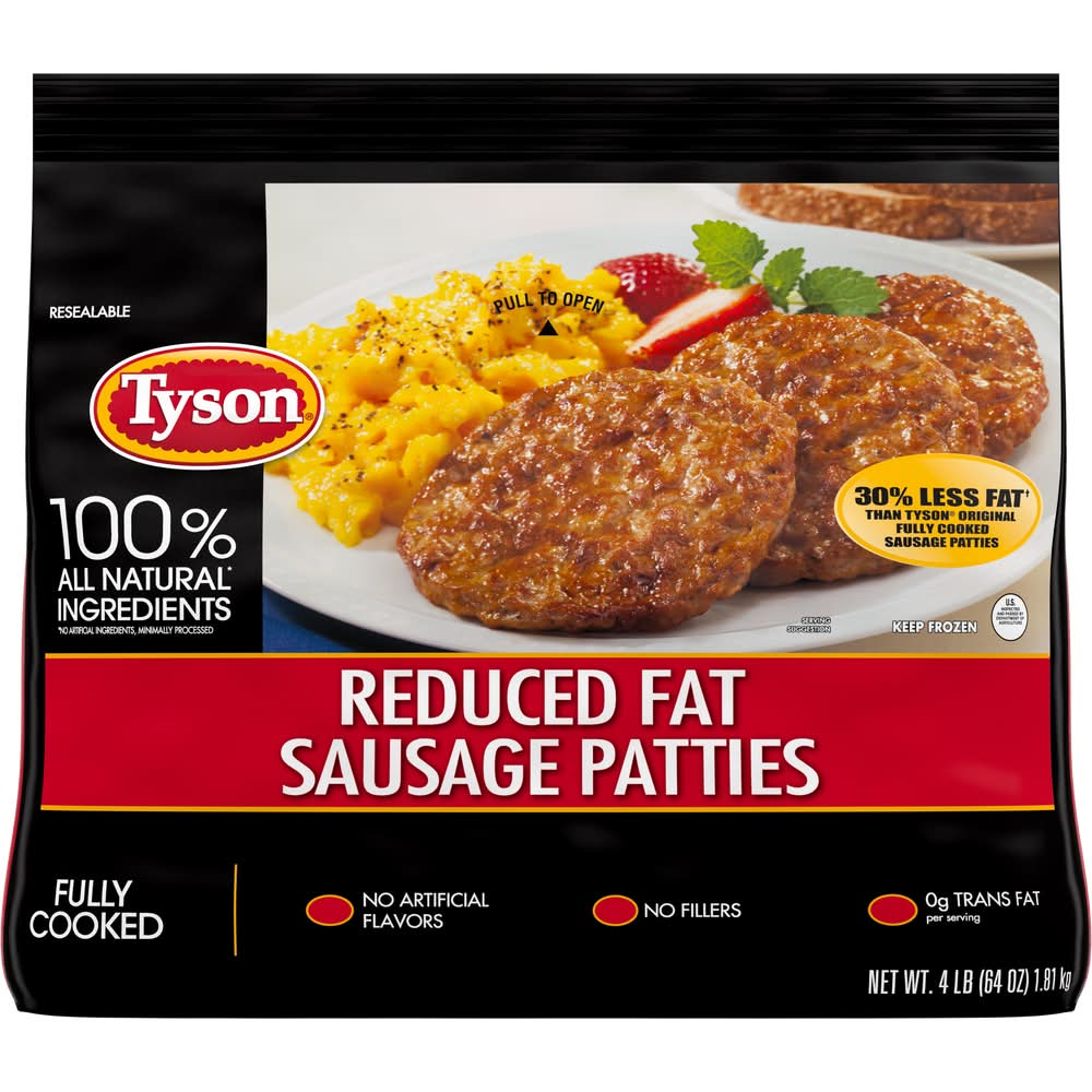 Tyson 30% Reduced Fat Original Pork Sausage Patties (64 oz)