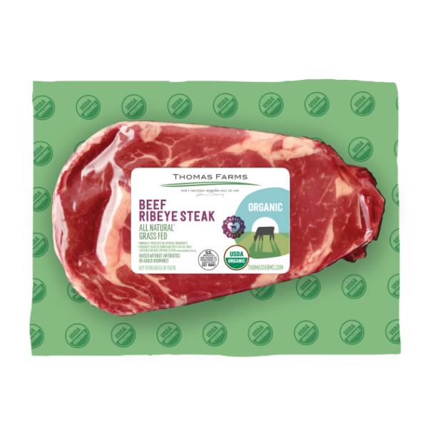 Thomas Farms Organic Grass Fed Beef Ribeye Steak (8 oz)