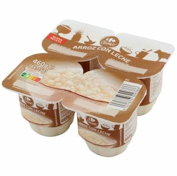 Arroz con leche Carrefour pack de 4 unidades de 115 g.