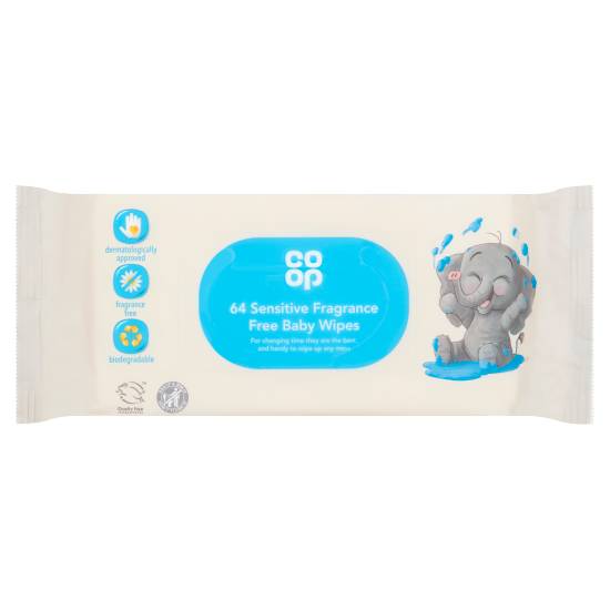 Co-op Sensitive Fragrance Free Baby Wipes (64 pack)