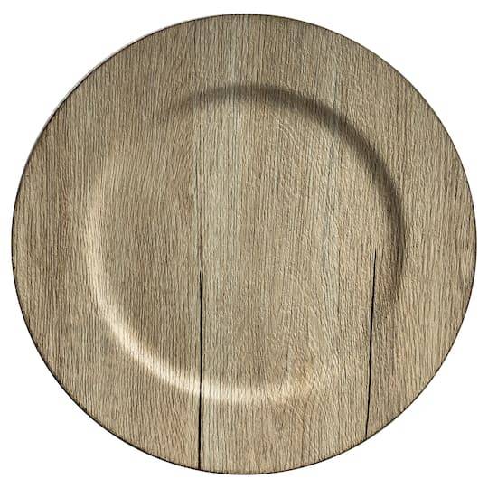 Celebrate It Woodgrain Charger (13 inch/gray)