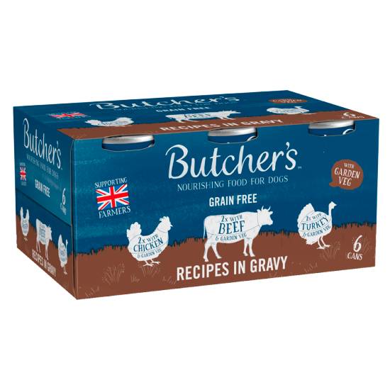 Butcher's Recipes in Gravy Wet Dog Food Tins (6 pack)